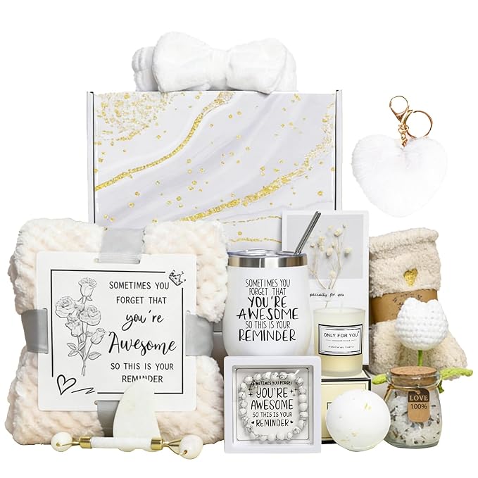 Self Care Gifts Baskets Women, 16PCS Get Well Soon Gift Box Relaxing Spa Set Care Package for Birthday, Valentines Day, Mothers Day, Christmas Gifts for Mom Girlfriend Sister Wife Grandma (Beige)