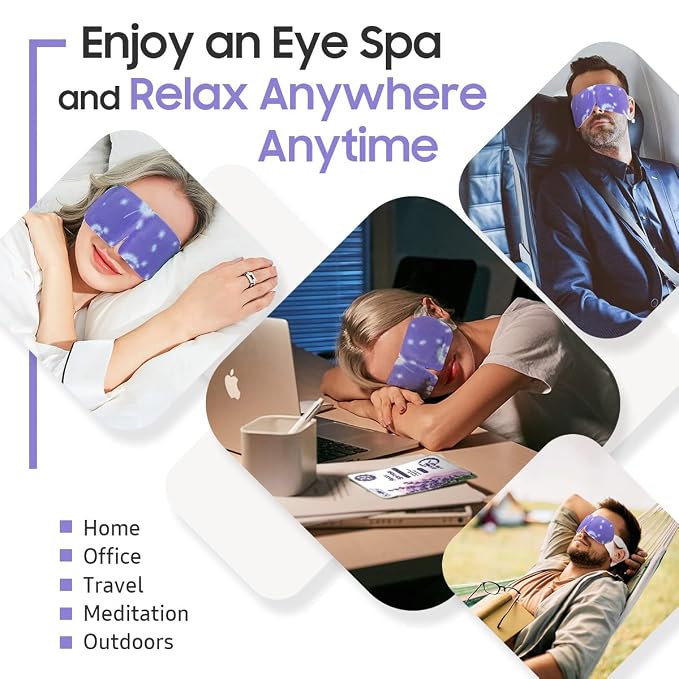 BeHoomi Steam Eye Mask, 10Packs Heated Eye Mask, Self Heating Disposable SPA Warm Compress for Eyes Sleep Mask, Travel Essentials & Relaxation Gifts for Women (Lavender Scent)