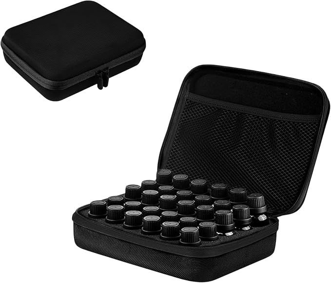 BLIRITEL EVA Essential Oils Organizer, 30 Bottles Hard Shell Essential Oil Storage Carrying Case, Essential Oils Boxes Holds 30 Bottles with 5ml,10ml,15ml (Black)