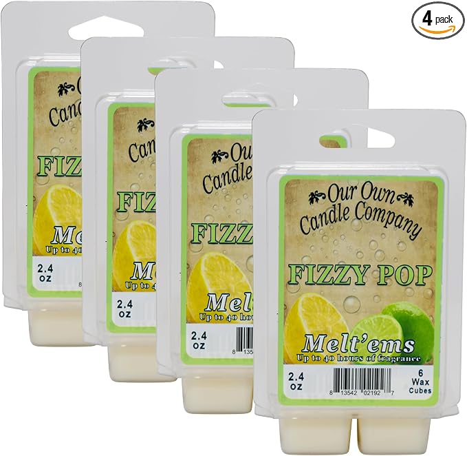 Our Own Candle Company Premium Wax Melt, Fizzy Pop Scent, Handmade in the USA, 24 Cubes (4 Pack, 9.6oz Total)