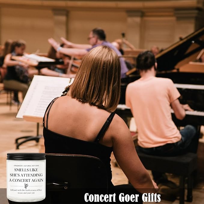 Music Lover Gifts - Funny Candle for Concert Goers, Unique Musical Themed Room Decor for Rock, Country Music & Festival Fans, Cool Christmas Birthday Gifts for Women, Teen Girls