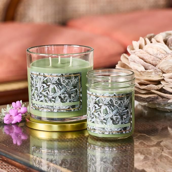 14.5oz Pure Sage Scented Candles for Home, 60 Hrs Soy Wax Candle for Cleansing House, Aromatherapy & Manifestation, Candle Gifts for Men and Women
