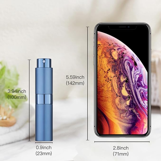Tekson 8ml Travel Perfume Atomizer Refillable, Mini Cologne Spray Bottle Empty, Small Aftershave Portable Sprayer for Liquid Dispenser (Cyan&Green)