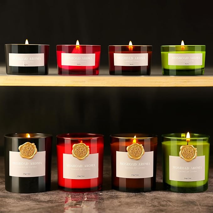 2-Pack Set Apple Cinnamon Scented Candles,Apple Pie & Kitchen Spices Natural Soy Jar Candles for Home,Highly Scented Aromatherapy Candles for Fall Holiday, Apple Cider Candle Ideal Gift for Women,Men