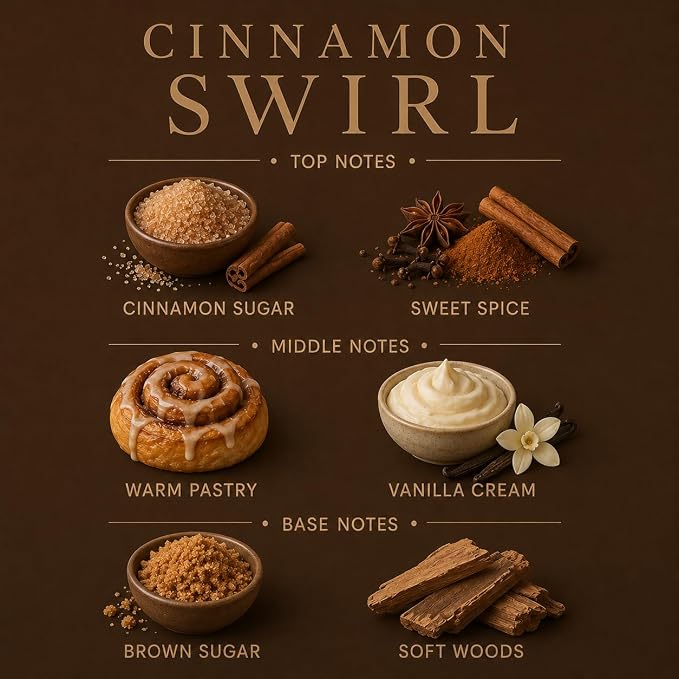 Affinati Cinnamon Swirl 3-Wick Scented Candle 2-Pack – Premium Soy Blend Candles, Strong Scent Throw, Long Burn Time, Home Fragrance Gift Set
