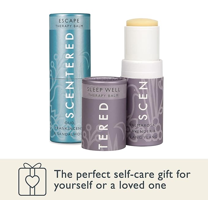 Scentered Aromatherapy Balm Sticks for Sleep & Meditation - Roll On Essential Oil Blends of Oud, Lavender, Ylang Ylang - Aromatherapy Gifts for Women - Sleep Well & Escape