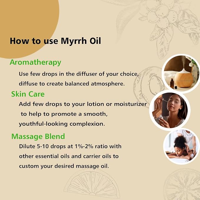 GM Gumili Frankincense and Myrrh Essential Oil Set, 2 Pack x 30ml, 100% Pure Undiluted Essential Oils for Diffuser, Aromatherapy, Meditation & Skin Care