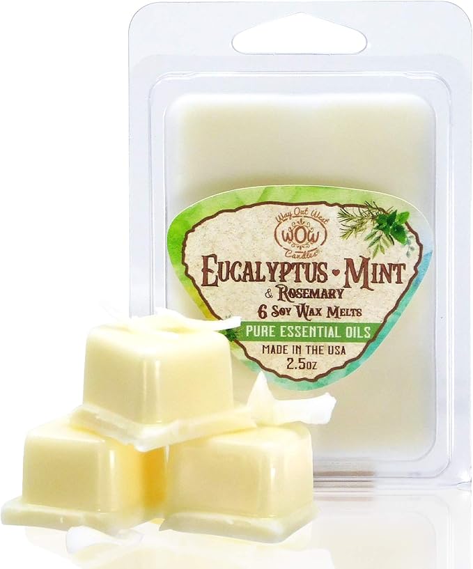 Eucalyptus-Mint and Fields of Lavender Essential Oil Soy Wax Melts/Tarts for Wax Warmers – Long‑Lasting Aromatherapy Wax Melt Cubes, 4 Pack (24 Cubes), Made in USA