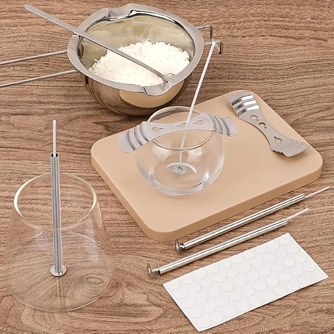 200pcs Natural Candle Wick kit,100pcs Wick Stickers with 5pcs Wick Holders and 2pcs Wick Placing Tube,for Soy Wax, Beeswax, Coconut Wax - DIY Candle Making Supplies for Beginners & Professionals