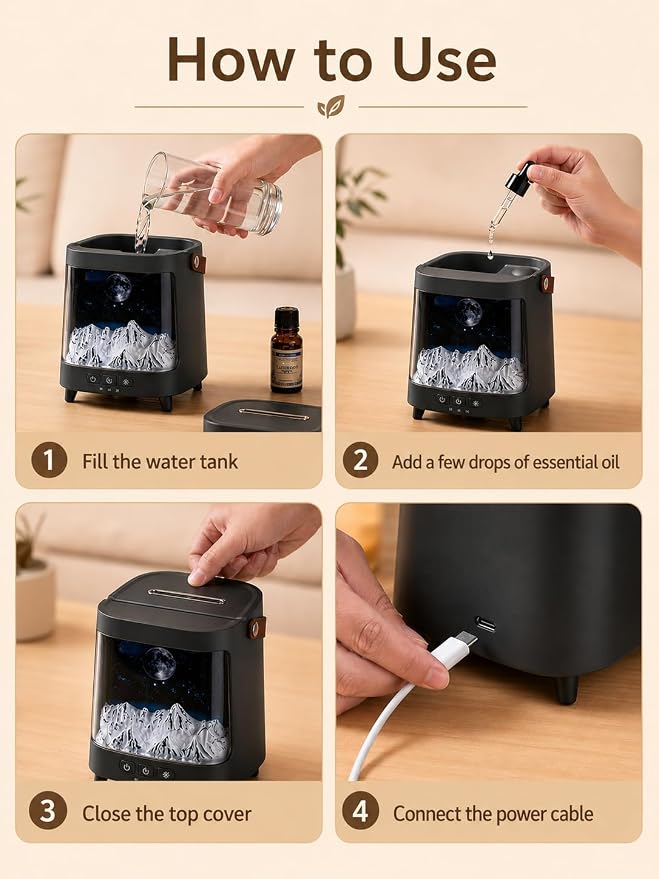 Starry Aroma Diffuser with Remote Control, 200ml Quiet Small Essential Oil Diffuser with 7 Color Soft Glow Night Light, 2 Mist Modes, 3 Timers, Auto Shut-Off, Home Relaxation Gift for Girls Women