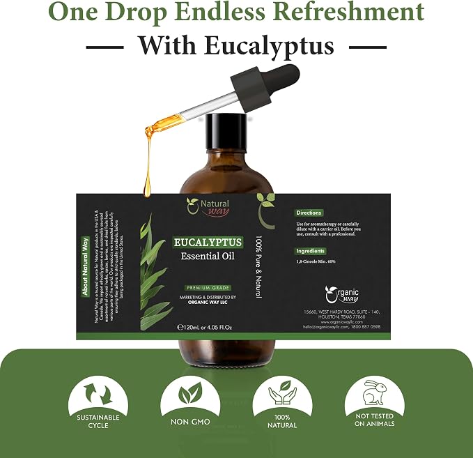 Essential Oil | Pure Aromatherapy Oil for Diffusers, Hair Growth, Skin, Scalp Care, Massage | Refreshing Hair Oil for Women & Men | Natural Essential Oil for Diffuser | 4 Fl Oz (120 mL) (Eucalyptus)