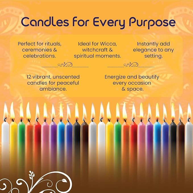 Spell Candles - 12 Pack Ritual Candles 4 Inch, Multicolor Spell Taper Candles