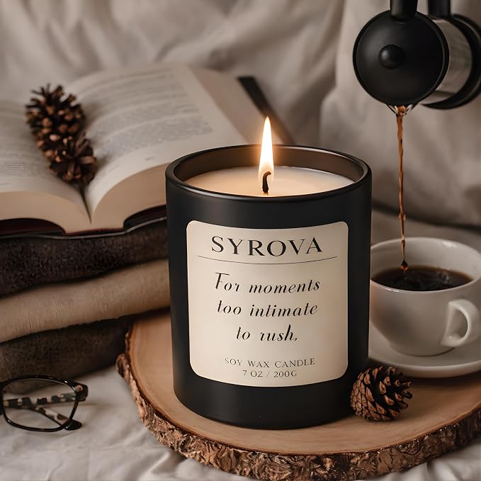 Amber & Tonka Bean Candle, Luxury Scented Soy Candle 7oz, Warm Cozy Fragrance for Home, Relaxing Aromatherapy Candle, Gift for Women, Long Lasting Jar Candle