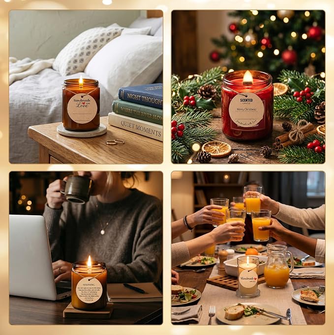 Candle Wicks for Candle Making Kit Supplies, 130 Pcs with 100 Cotton & 30 Crackling Wood Wicks for Soy Beeswax Candles, Holders & Stickers, Handmade Gifts Set (4 inch)