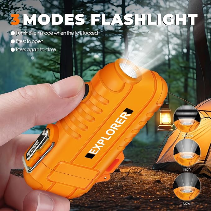 Lafagiet Electric Lighter USB C, Powerful Dual Arc Plasma Flame, with Flashlight, Wind & Waterproof Lighters for Candle, Camping, Grill, Emergency