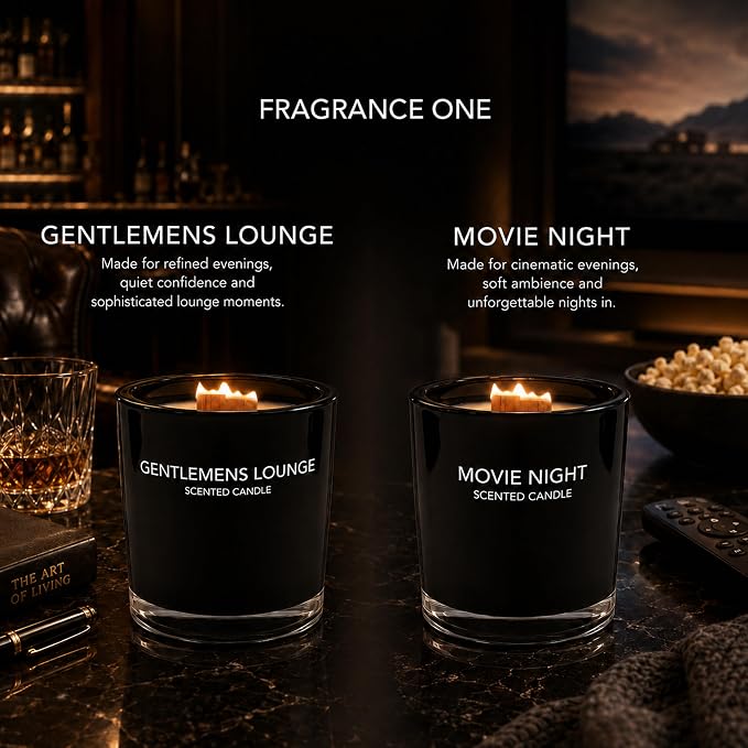 FRAGRANCE ONE Movie Night Candle I Fragrance One Movie Night Scented Candle I Luxury Fresh Citrus & Calming Jasmine Fragrance I Premium Long-Lasting Aromatherapy Soy Wax Candle I 10.58 Ounce