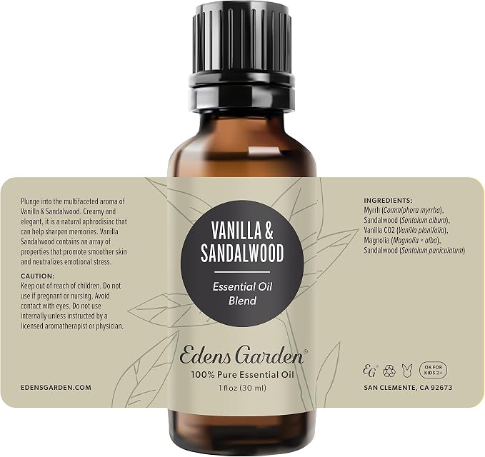 Edens Garden Vanilla Sandalwood Essential Oil Blend- 100% Pure Premium Grade, Undiluted, Natural, Therapeutic, Aromatherapy, The Best for Skin, Candle, Laundry 30 ml (1 fl oz)