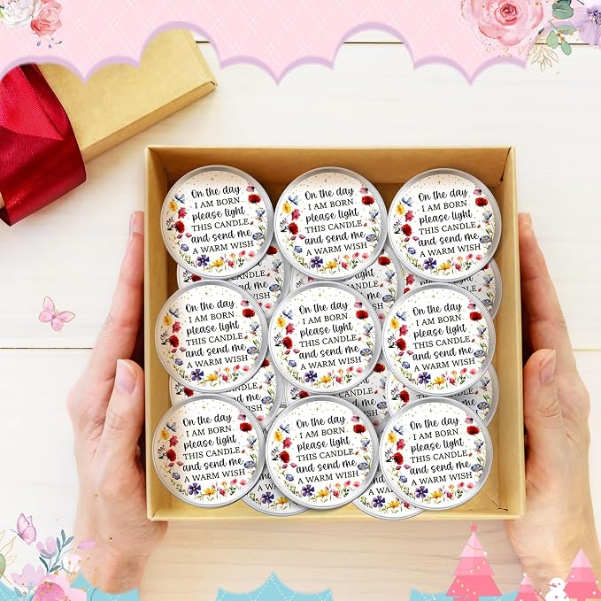 MTLEE 24 Pcs Wildflowers Baby Shower Party Favors Candles Lavender Scented Baby Shower Favors for Guests Rustic Tealights Candles Gender Reveal Return Gifts (1.2 oz, Colorful)