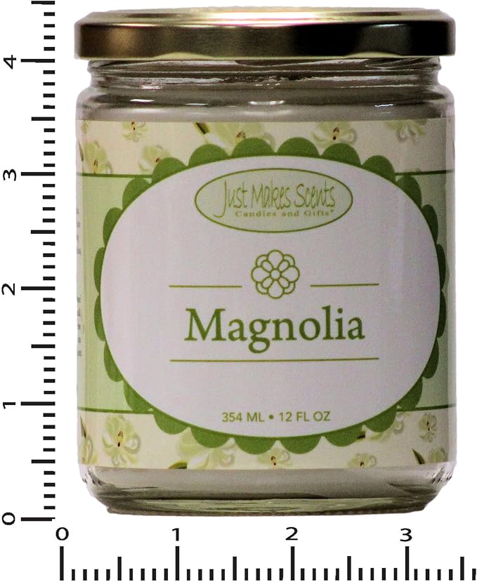 Magnolia Scented Blended Soy Candle | Light and Lovely Floral Fragrance | Hand Poured in The USA by Just Makes Scents (12 oz)