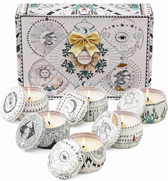 Candle Set for Women Gift, Scented Candles, 6 Pack Large Natural Soy Wax Candles in Tins, Stress Relief Gifts for Women, Aromatherapy Candle, 5.7oz Each, 30-35 Hr Burn, Ideal Gifts for Mom Birthday