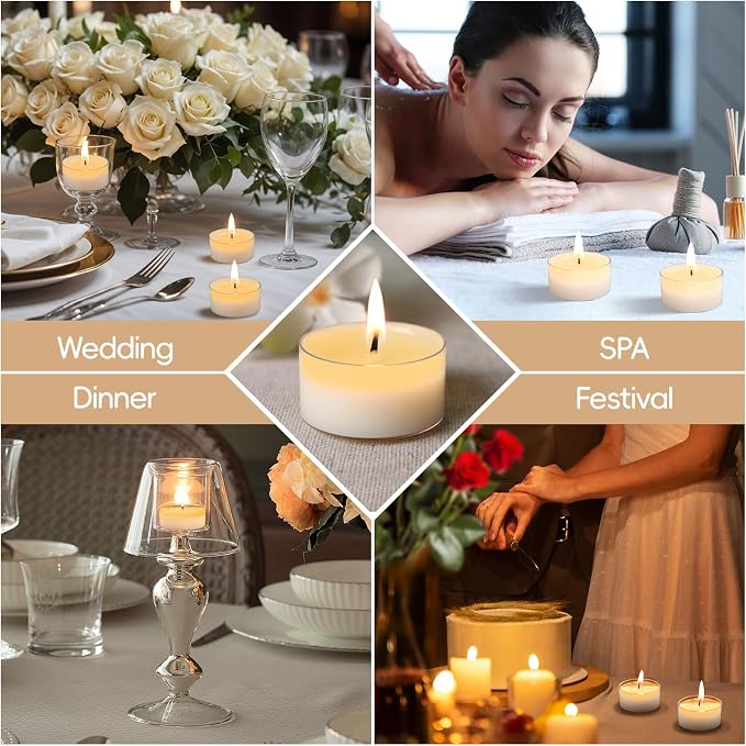 Soy Tealight Candles 25 Pack,6 Hours Long Burn Unscented White Tea Candles | Natural Soy Wax,Clean Burning,Clear Cup Design,Small Votives Bulk for Home Decor Wedding Spa Meditation and Wax Warmers
