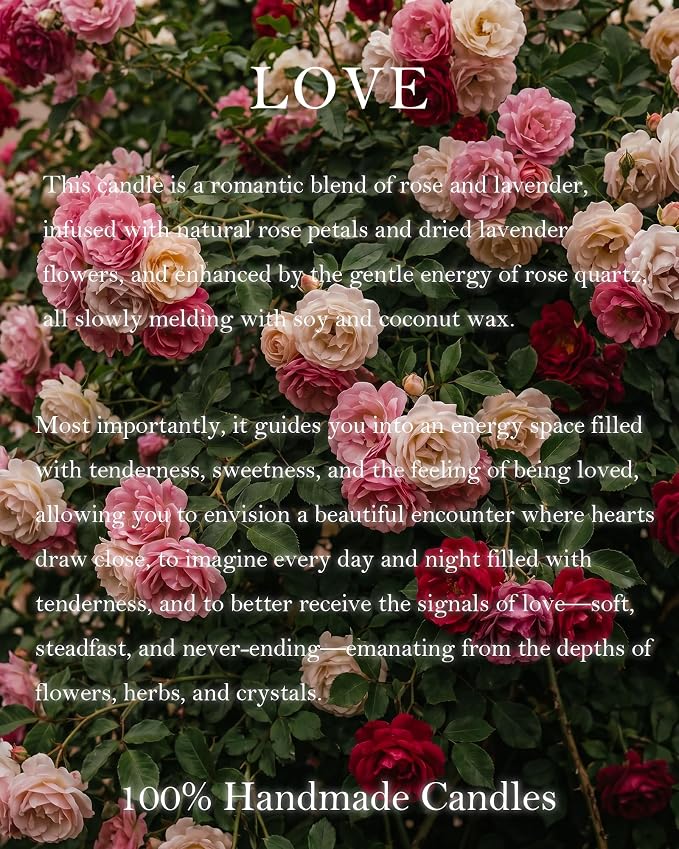 Love Spell Candles, Ritual, Soy Wax Crystal, Manifesting, Garnet, Rose Quartz, Pink Crystal Candles.(Love)