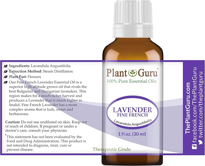 Lavender Essential Oil 30 ml / 1 oz (Fine French) 100% Pure Natural Undiluted Therapeutic Grade for Skin, Body and Hair Growth, Aromatherapy Diffuser, Great for Relaxation and Calming.