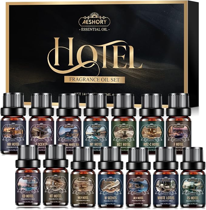 Hotel Diffuser Oils Set - 14Pcs Luxury Fragrance Oil Blend Hotel Scent Essential Oils Set for Diffuser, Soap & Candle Making