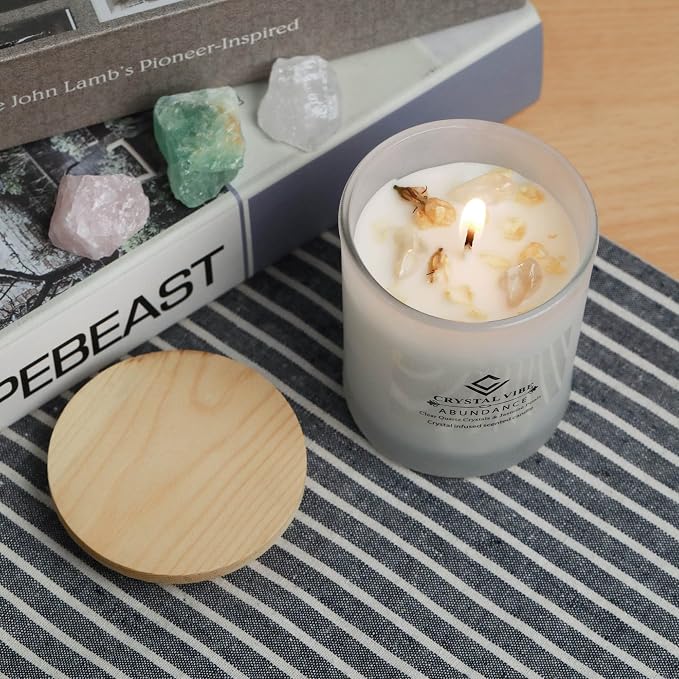 Crystal Vibes Scented Candle for Aromatherapy & Meditation | Long-Lasting Fragrance | Relaxing Home Décor | Stress Relief & Calm Ambience