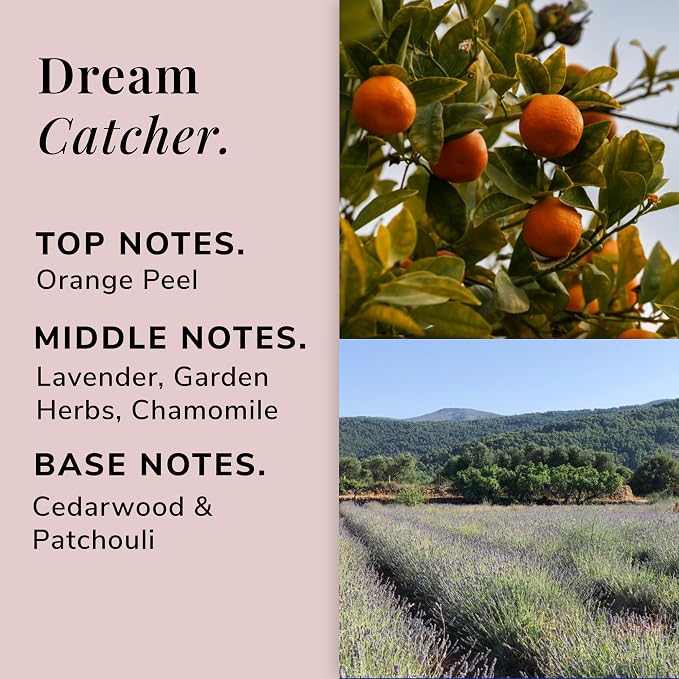 Dream Catcher Aromatherapy Candle – Orange Peel, Lavender & Patchouli Scented Candle, Plant-Based Wax, 15.8 oz, 60 Hour Burn Time, Relaxation & Sleep Candle