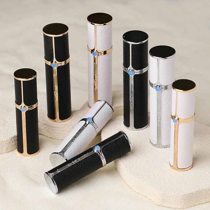 CF00WHG 5ml Leather Perfume Bottle Bottom Refillable Dispenser, Leak-Proof & Portable for Men & Women, Ideal for Travel, Gifting & Daily Use (WHG)