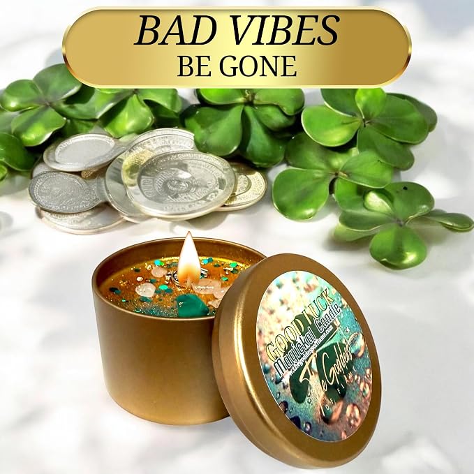 Good Luck Spell Candle | Spiritual Aromatherapy Candle for Fortune, Prosperity & Positive Energy | Natural Organic Coconut Soy Wax Ritual Spell Candle | Hoodoo, Wiccan, Pagan, Conjure (Small 4oz)