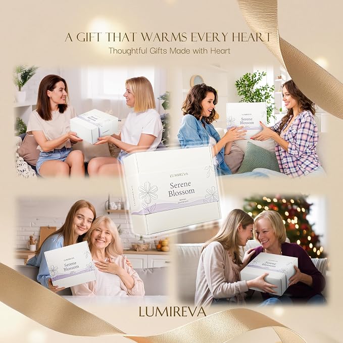 Lumireva Luxury Self Care Gift Basket for Women - Pampering Hug in a Box with Plush Blanket & Aromatherapy Candle, Elegant Birthday, Thank You & Anniversary Spa Set for Mom, Wife