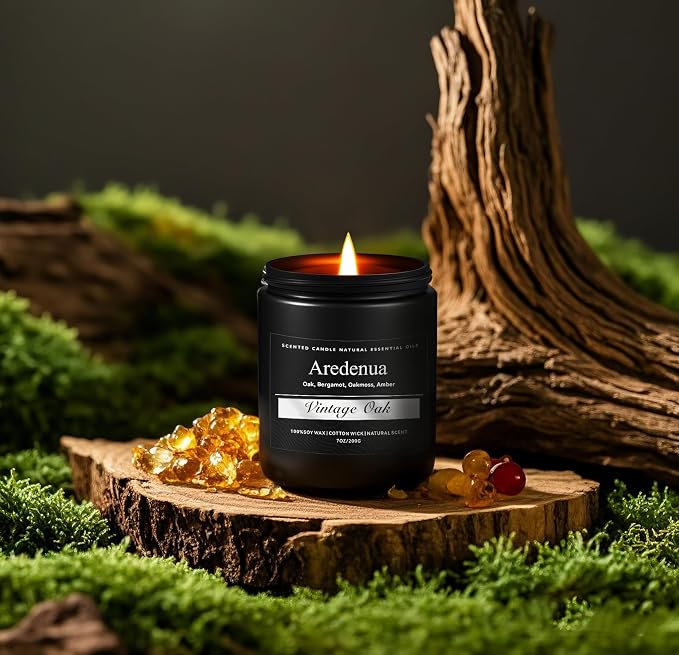Vintage Oak Candle | Manly Scented Candles for Home, Fathers Day Candle Gift for Dad - 7oz Soy Candles for Home Scented, 50 Hours Clean Burn Long Lasting, Aromatherapy Gifts for Men & Dad or Husband