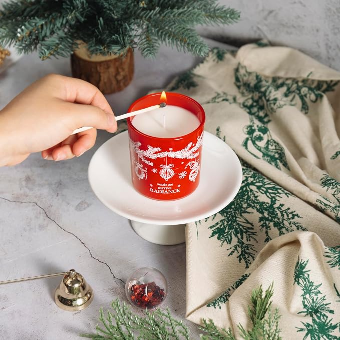 ROMIIE ZOI Christmas Scented Jar Candle - 6oz Soy Wax Candle - Festive Radiance Infused with Sweet Pine Aroma - with Beautiful Keepsake Box Special for Christmas/Holiday Gifts