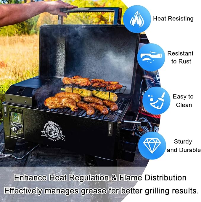 Flame Broiler Kit for Pit Boss 150 Tabletop Portable Pellet Grill Pro Series II Mahogany 150PPS Heat Deflector for Pit Boss Accessories, Replacement Parts for PB Tabletop