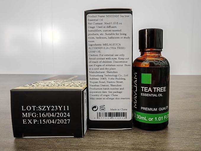 Tea Tree Essential Oil, MAYJAM Pure Essential Oils for Diffusers for Home and Office, 1.01FL.OZ Tea Tree Oil for Candle Making, DIY Soap, 30ML/Bottle