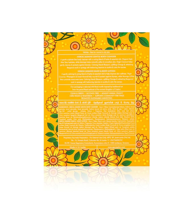 Spa Ceylon Neroli Jasmine Bath & Body Duo | Ayurvedic Body Wash & Body Lotion Set | Natural & Organic Skincare | Hydrating for Normal to Dry Skin