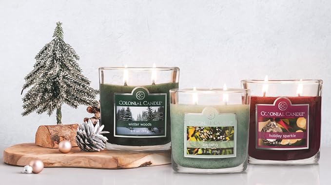 Colonial Candle Holiday Sparkle Scented Jar Candle, 2 Wick, 3.5 oz, Mottled Wax Candle