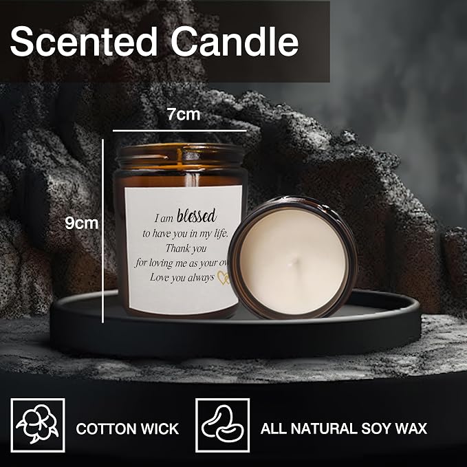 Mancheng-zi Bonus Mom Gifts, Stepmom Gifts, Mother in Law Gifts, Bonus Mom Stepmom Mother in Law Gifts from Daughter Son, Thank You for Loving Me As Your Own Scented Candles