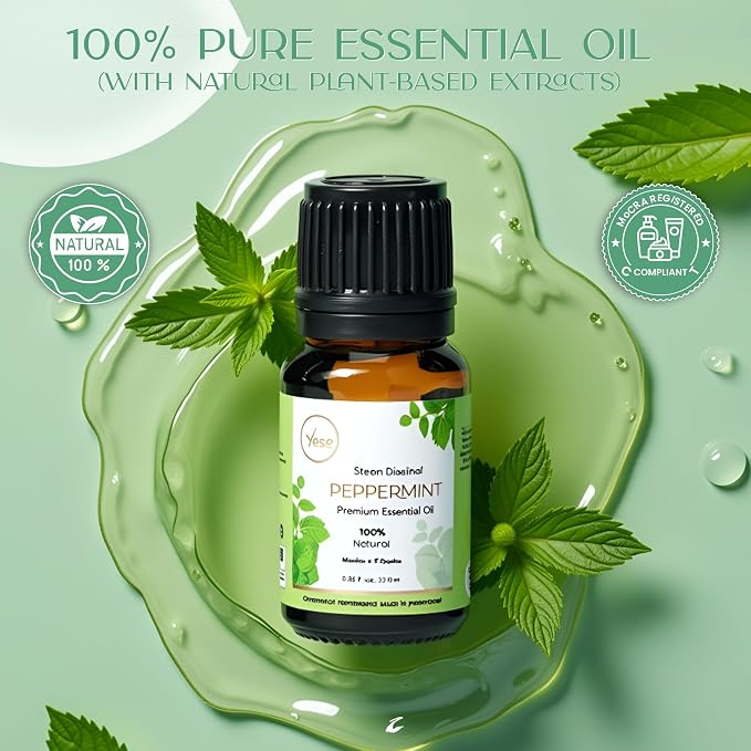 My ACE Peppermint Essential Oil 0.33 Fl Oz - Pure & Natural - Premium Grade for Aromatherapy, Diffuser, Skin, Hair, Massage, Candle & Soap Making, Home - Glass Bottle with Dropper - Long Lasting Scent