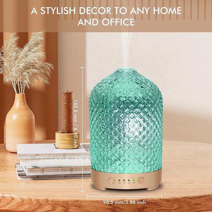 Essential Oil Diffuser for Home- 200ml Aromatherapy Diffuser for Essential Oils with 4 Timer, 7 Color LED Lights Waterless Auto Shut-Off for Home Office Décor Gifts for Women