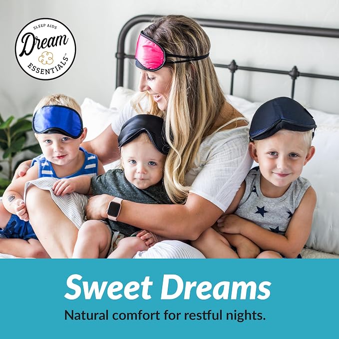 Dream Essentials Sweet Dreams Contoured Sleep Mask Kit, Royal Blue Eye Mask for Sleeping with Travel Pouch, Earplugs, Lash Space, Quick Release Strap, Light Blocking Travel Accessories Gift Set