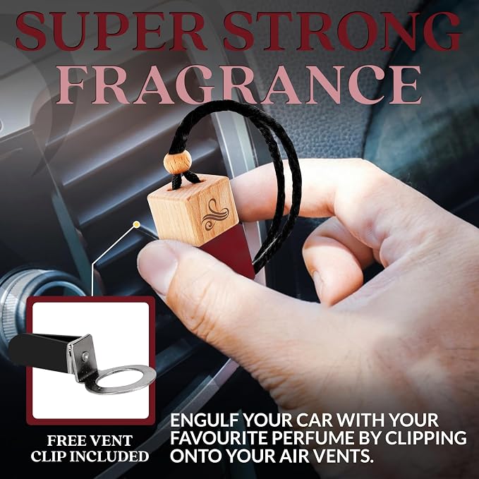 Luxury Amber Saffron Car Perfume | Long Lasting Hanging Air Freshener Diffuser | Odor Neutralising Fragrance Oil Scent | Premium Car Accessories Interior | Elegant Automotive Fragrance Oil Refresher