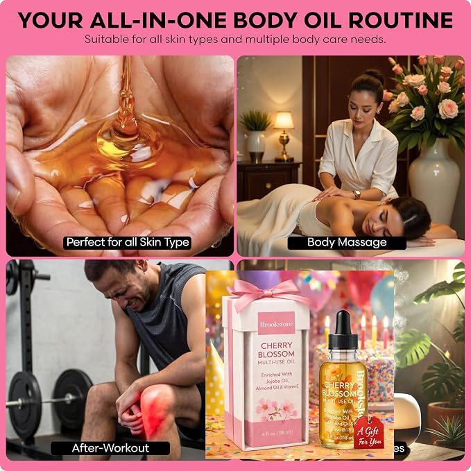 Brookstone Cherry Blossom Multi-Use Essential Oil - Light Floral Fragrance - Skin & Hair Nourishment