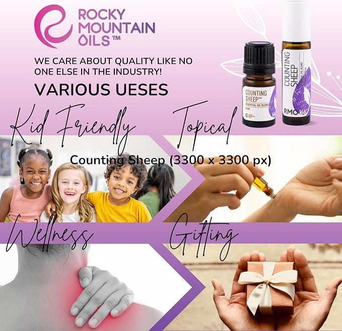 Rocky Mountain Oils Kids Line Counting Sheep Essential Oil Roller Blend with Essential Oils - Aromatherapy Massage Oils for Kids - 10ml
