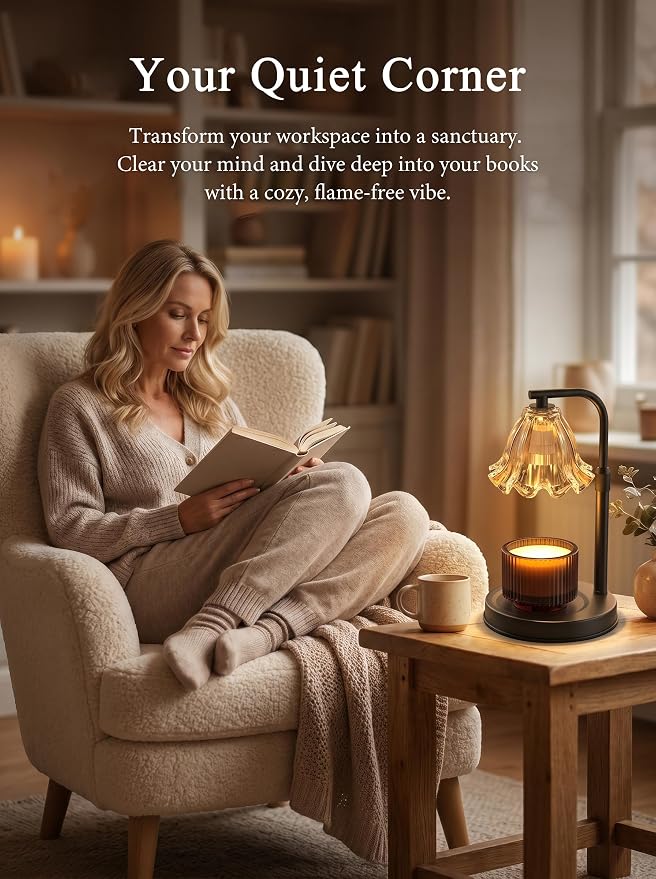 Candle Warmer Lamp with Timer, Dimmable Candle Warmer for Jar Candles, Adjustable Height Electric Wax Melt Warmer, Birthday Gifts for Women Mom Friend Sister, Housewarming Gifts New Home Decor