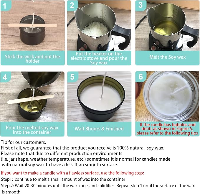 Soy Wax Candle Making Kit Supplies, Natural Candle Wax For Candle Making, DIY Art&Crafts Kit for Adults,Beginner, Including 2lbs Soy Wax Flakes, 100 Candle Wick, 10 Centering Devices, Melting Pot