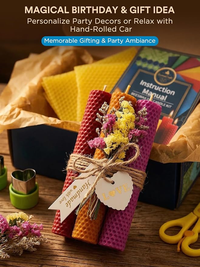 LumaCraft Beeswax Sheets for Candle Making Kit – 16PCS 100% Pure Natural Beeswax Candle Sheets for Rolling Candles – DIY Handmade Candle Making Kit for Family Holiday Party Gift Craft Decor