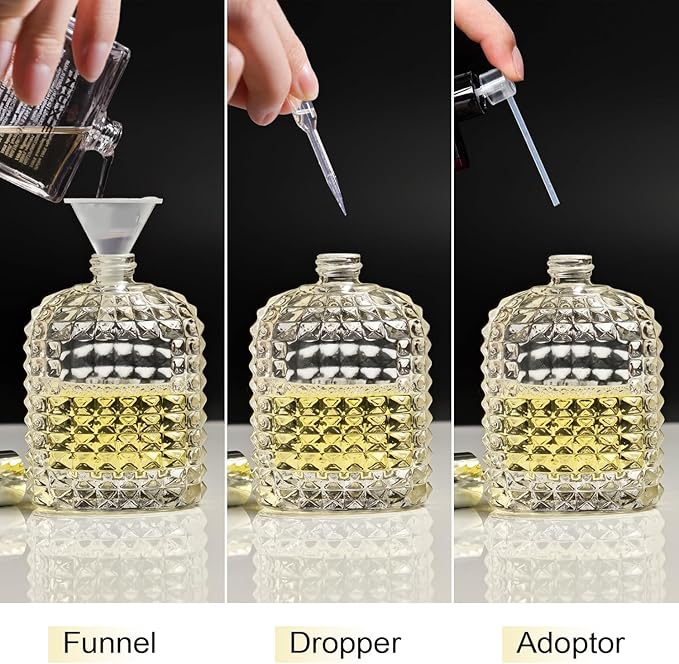 50ml/1.7 Oz Glass Spray Bottle Perfume Atomizer,Vintage Glass Perfume Travel Refillable Spray Bottle Empty with 3 Kinds of Dispenser (Black)